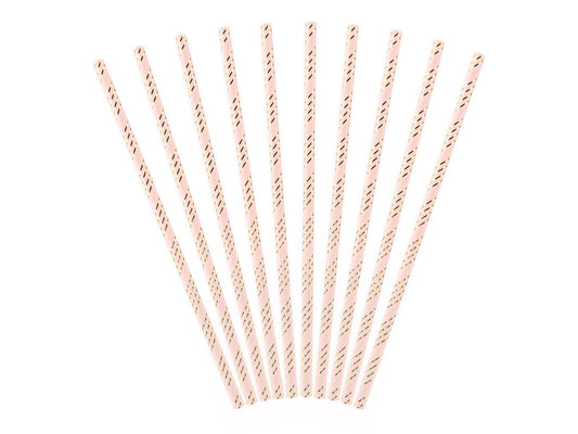 Cannucce  light pink e oro 19,5cm 10pz