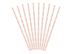 Light pink and gold straws 19.5cm 10pcs