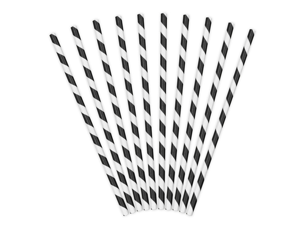 Black and white straws 19.5cm 10pcs