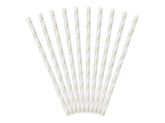 Gold and white straws 19.5cm 10pcs