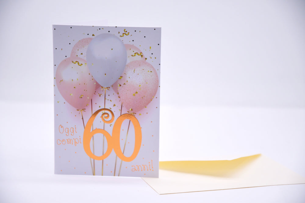 60th Birthday Greeting Card with Rose Gold Foil