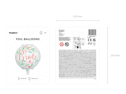 Foil balloon Flower Bride 45cm white