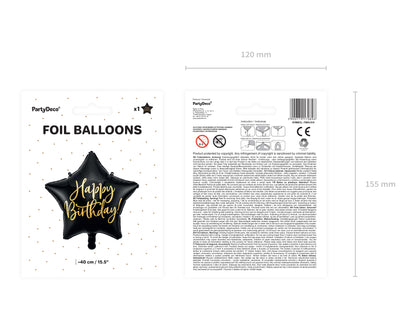 Palloncino in foil a forma di stella Happy Birthday 18inch/40cm