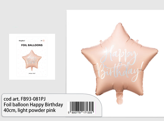 Foil balloon Happy Birthday 40cm rosa