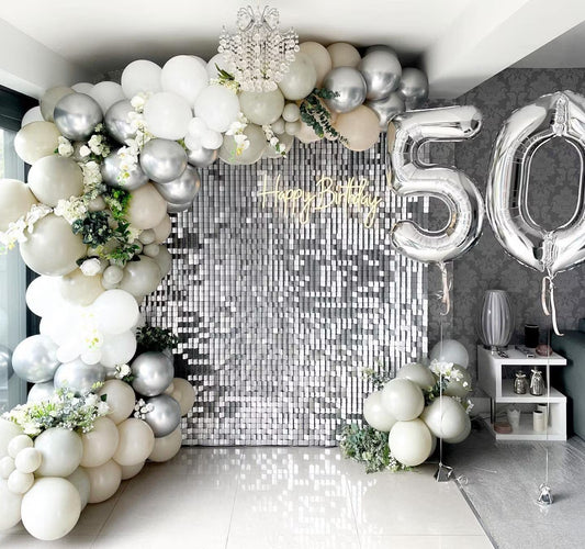 Pannello paillettes 30x30cm argento