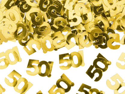 Sacchetto di coriandoli in oro "50!" 15gr
