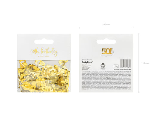 Sacchetto di coriandoli in oro "50!" 15gr