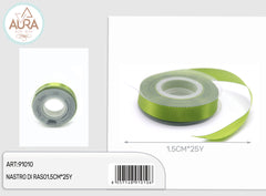 1.5cm x 25y olive green satin ribbon