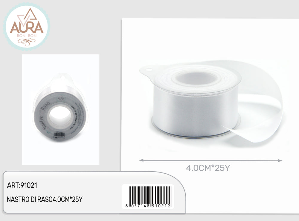 Nastro di raso 4cmx25y bianco