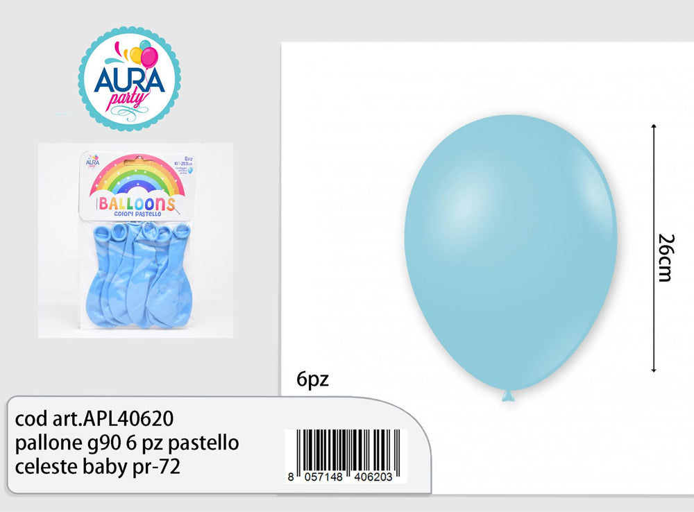 Palloncini in Lattice Pastello Celeste Baby 10" (26 cm) – 6 pz