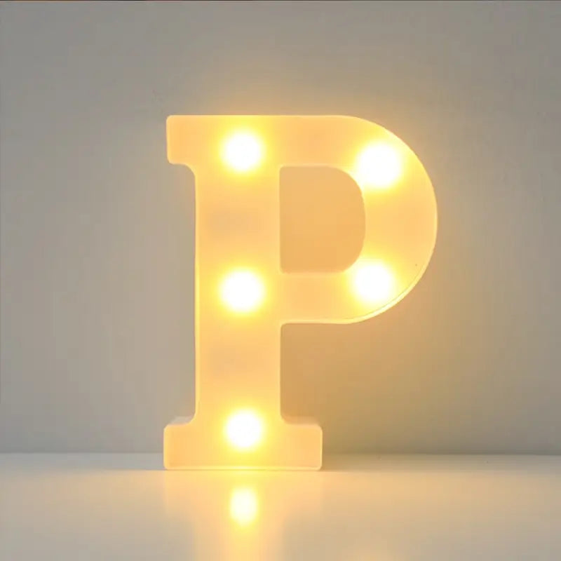 LED Letter "P" 22 cm – Warm Light