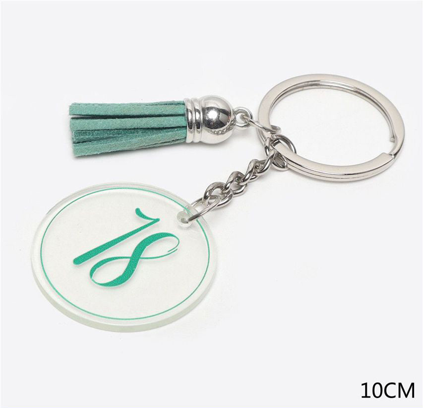 Keychain 18 with 10cm green tassel