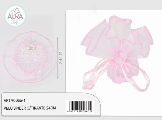 Portaconfetti in velo spider 24cm rosa