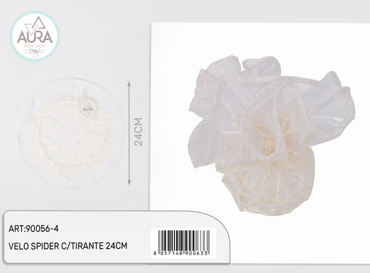 Portaconfetti in velo spider con tirante avorio 24cm