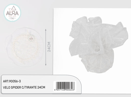 Portaconfetti in velo spider con tirante bianco 24cm