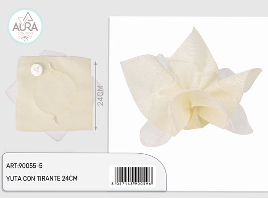 Portaconfetti in yuta con tirante avorio 24cm