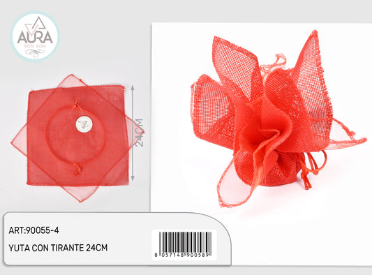 Portaconfetti in yuta con tirante rosso 24cm