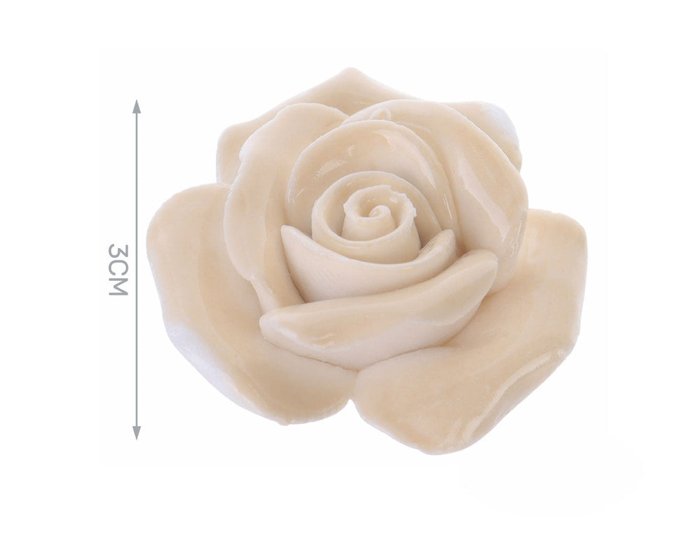 3cm ivory pink ceramic rose
