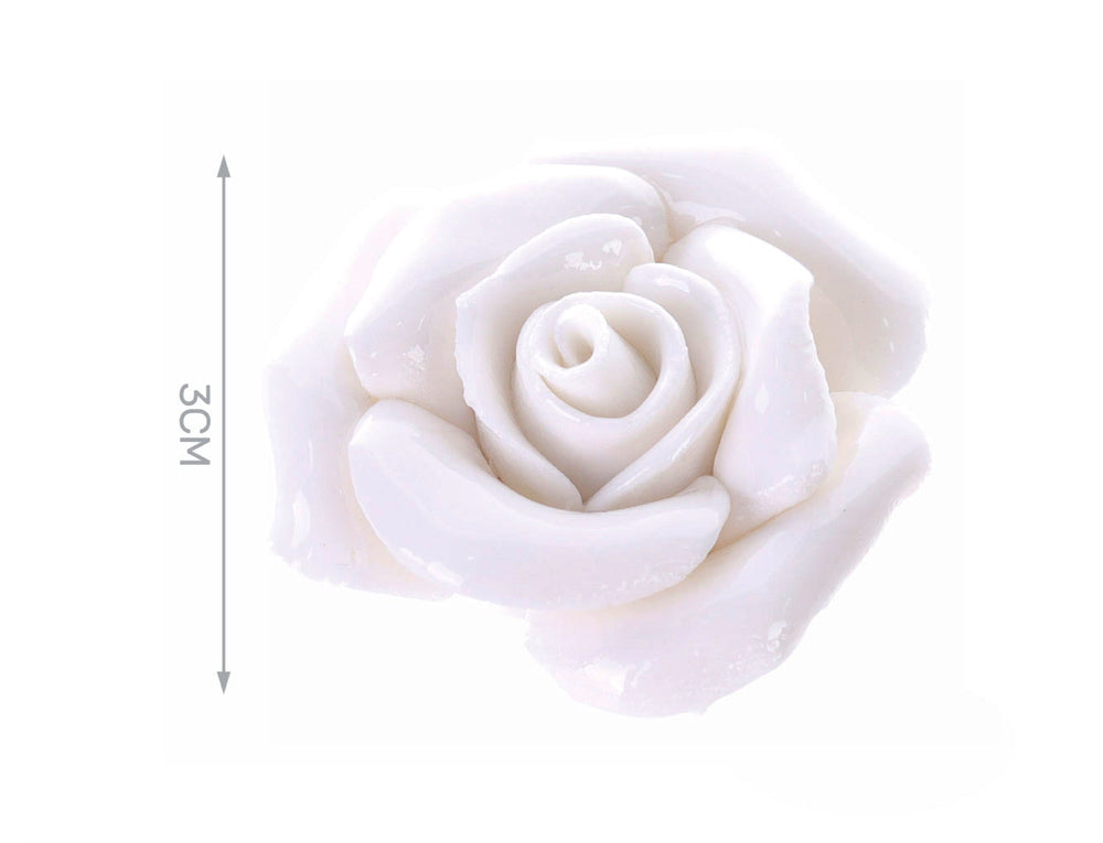 3cm white ceramic rose
