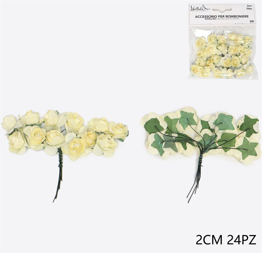 24pcs ivory fake roses 2cm