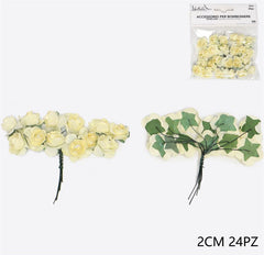 Rose finte avorio 2cm 24pz