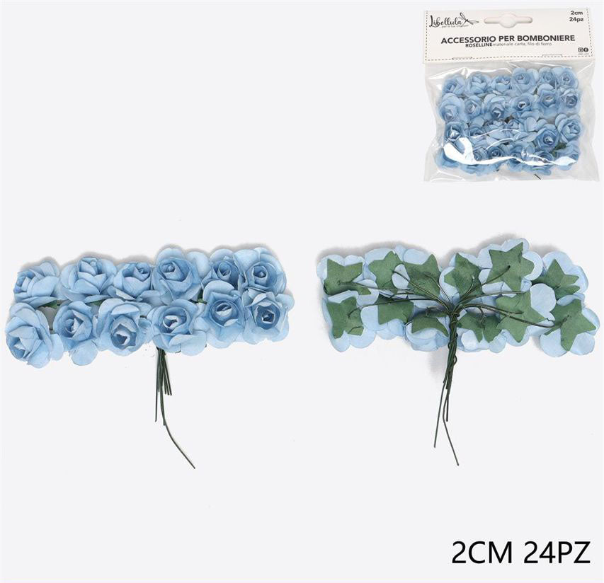 24pcs 2cm blue fake roses