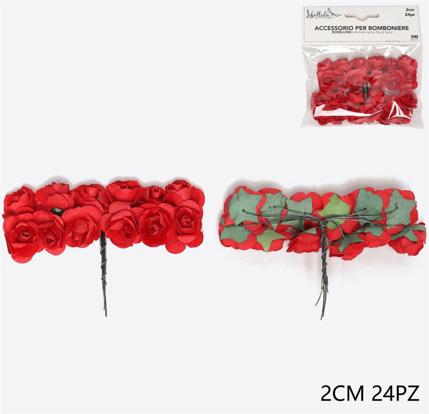 24pcs 2cm Red Fake Roses