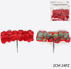 Rose finte rosse 2cm 24pz