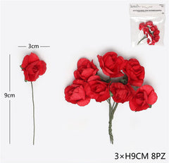 Rose rosse per bomboniere 3x9cm 8pz