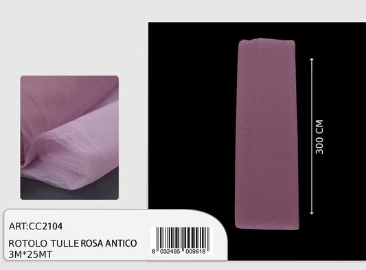 Rotolo magic tulle rosa antico 3x25m