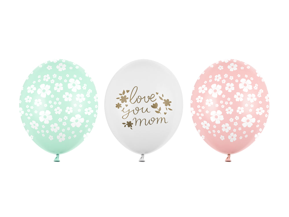 50 Assorted 30cm "Love You Mom" Latex Balloons