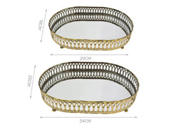 Set of 2 oval trays 29x18cm 34x25cm in gold