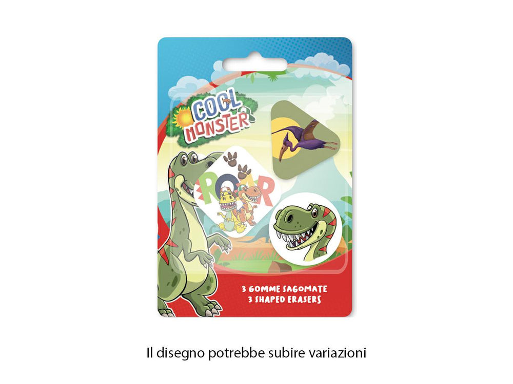 Set of 3 Dinosaur-Shaped Erasers