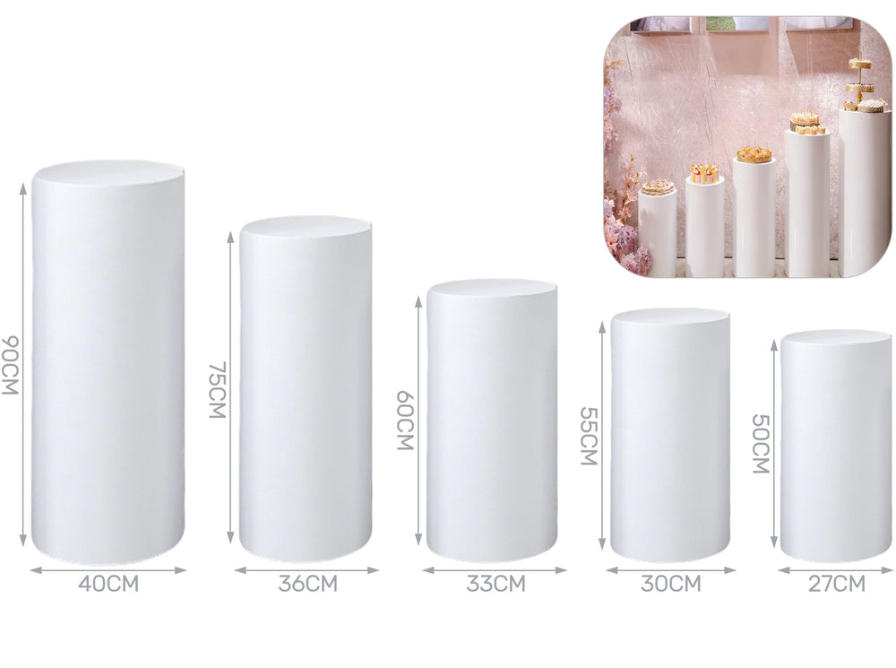 Set 5 cilindri in metallo bianco