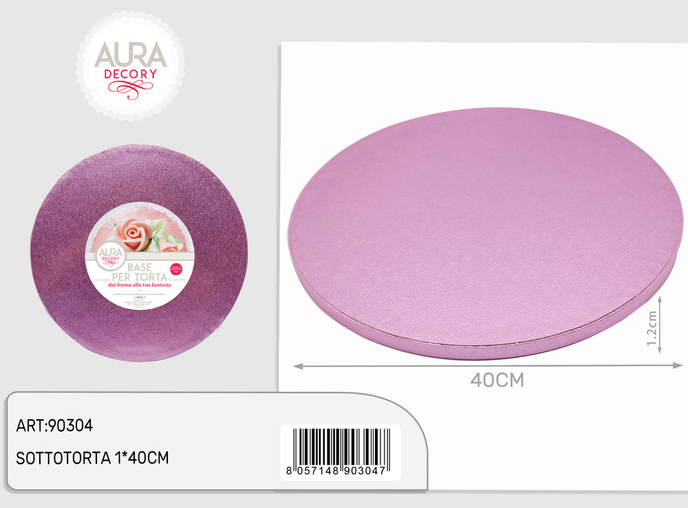 Sottotorta rotondo diametro 40cm x 1,2cm altezza rosa