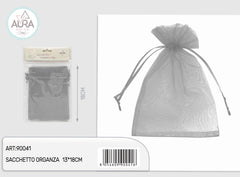 6-piece grey organza bag 13x18cm