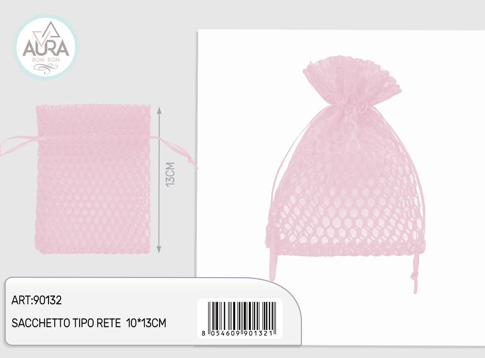 Pink mesh bag 10x13cm