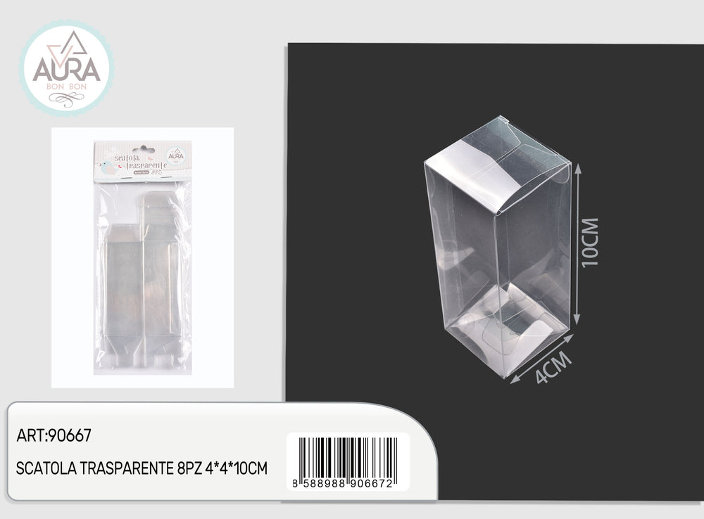 Transparent box 8pcs 4x4x10cm