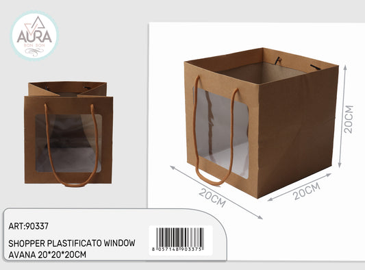 Shopper con finestra 20x20x20cm avana