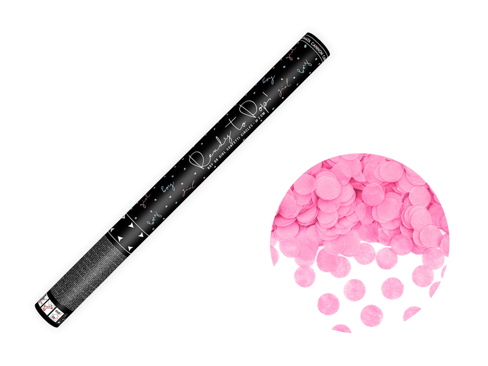 Cannone sparacoriandoli gender reveal Girl 60 cm – PartyDeco, 1 pz