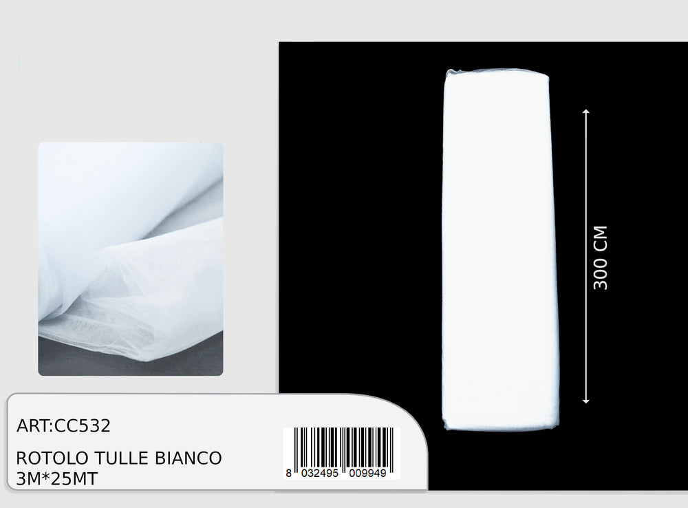 White magic tulle 3x25m (price per meter)