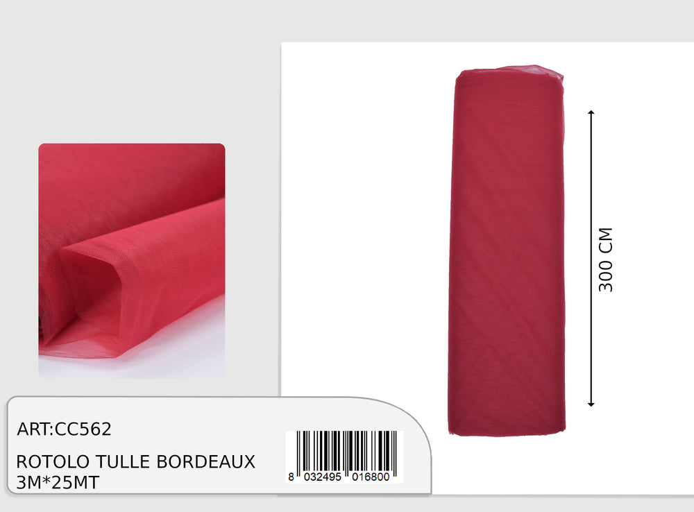 magic burgundy tulle 3x25m (price per metre)