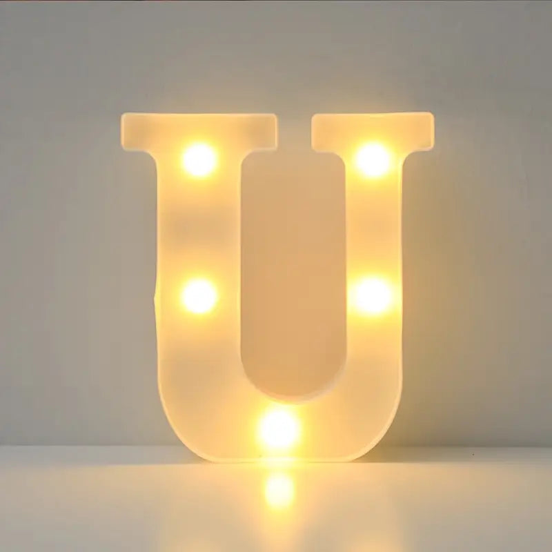 LED Letter "U" 22 cm – Warm Light