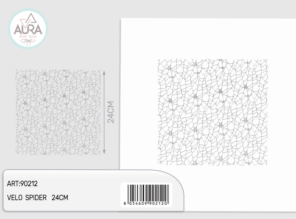 25-piece square spider veil, grey