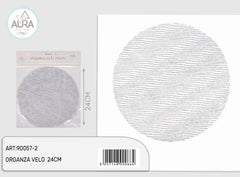 Velo in organza 25pz bianco e argento