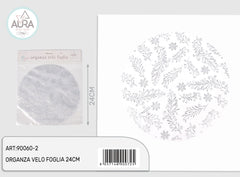 Velo in organza foglie argento 12pz