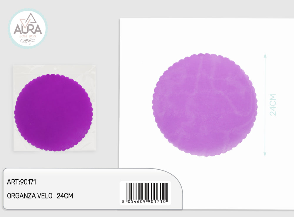 Organza veil 50pcs 24cm purple