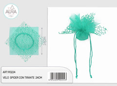 Spider veil with 24cm Tiffany green drawstring