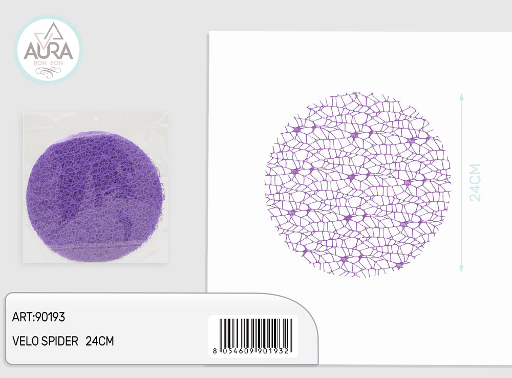 Round spider veil 24cm 25pcs lilac