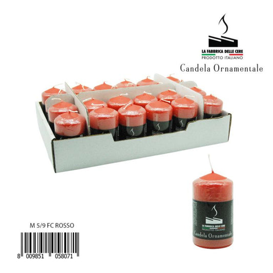 Colored candle, pack of 1 piece, 5x9 red